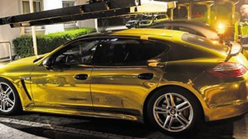 German police: Shiny gold Porsche is a danger to other drivers