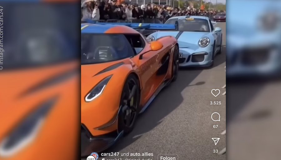 Porsche 911 GT3 kracht in Koenigsegg Jesko