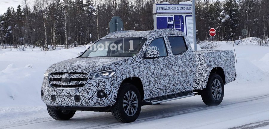 Mercedes X-Class Pickup Spied In The Snow With Larger Cargo Bed