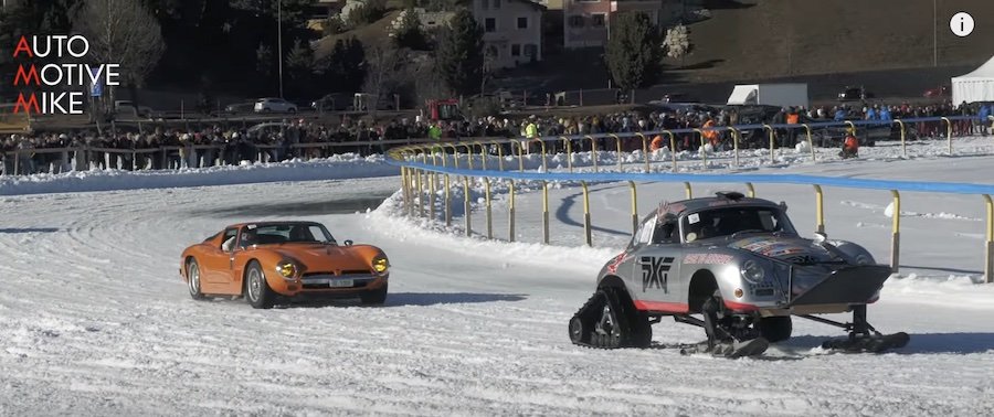 Watch Porsche 356 Snowmobile Lap Swiss Ice Track For A Good Cause