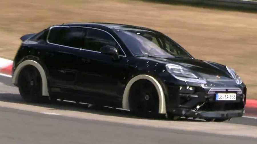 Porsche Macan EV Spied Testing At Nurburgring With Strange Aero Bits