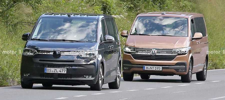VW Transporter T7 Spied Almost Camo-Free Testing With Current Model