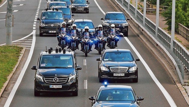 42 Fahrzeuge: So rauscht Wladimir Putin durch Wien
