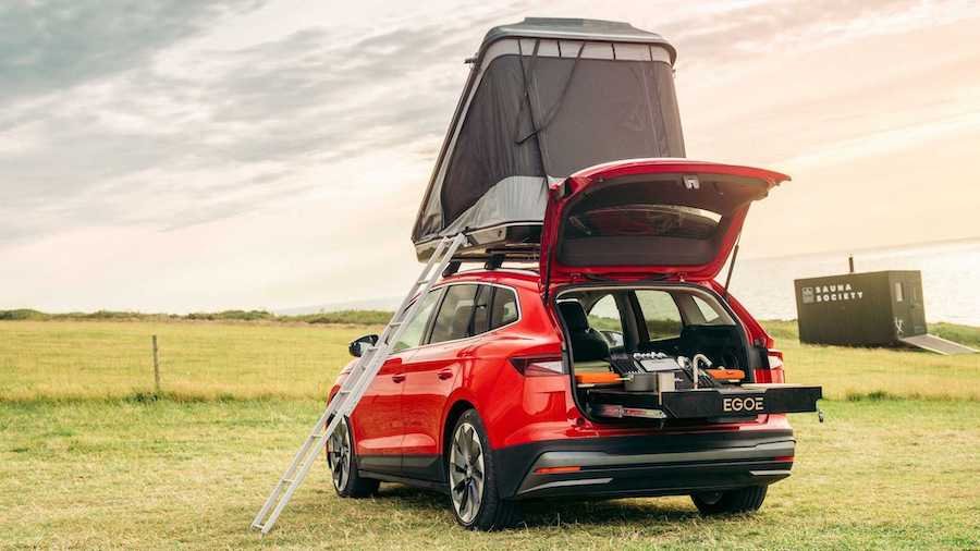 Skoda Enyaq One-Off Camper Revealed With Roof Tent And Extendable Bed