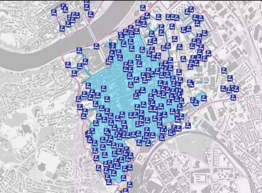 Diese Karte zeigt, wo du in Linz gratis parken kannst